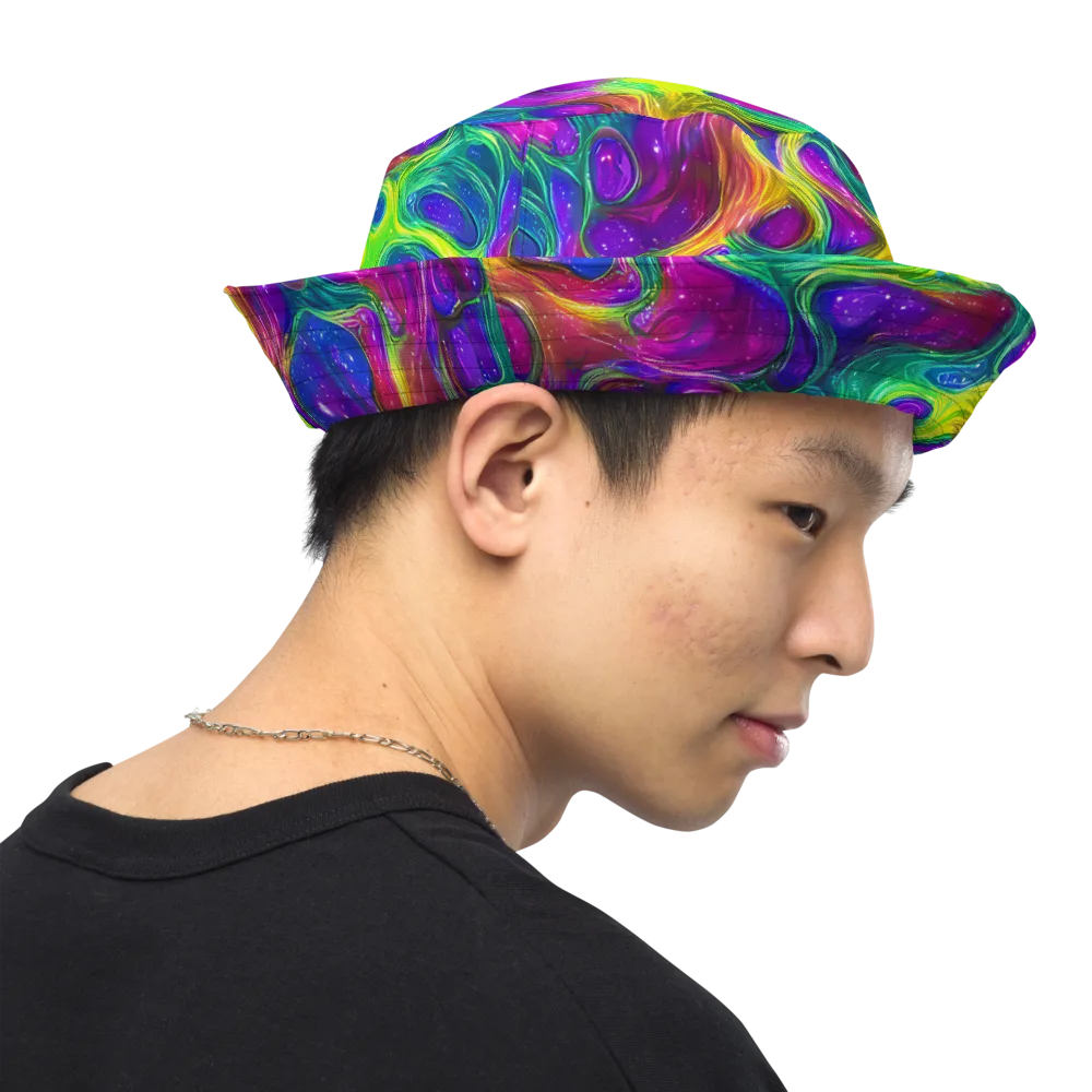Radiant Ooze on Reversible Bucket Hat — Right Outside