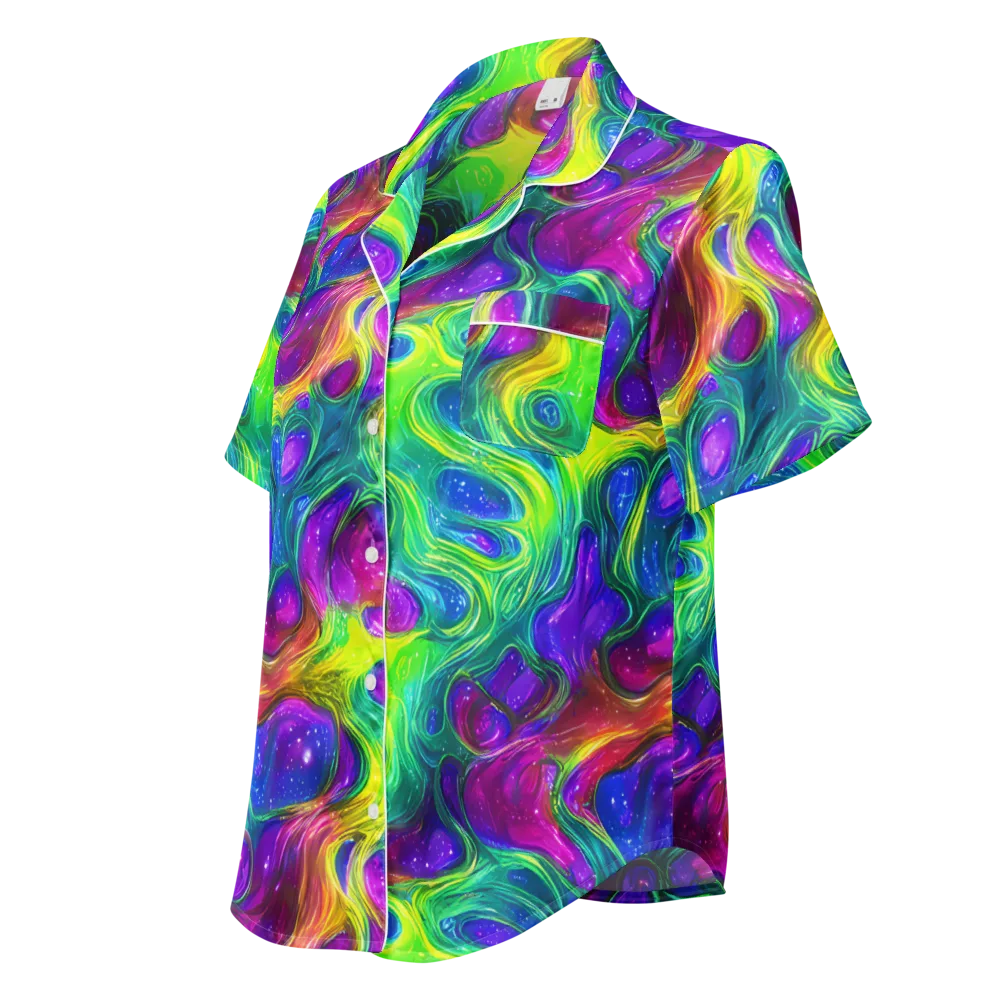 Radiant Ooze on Women's Short Sleeve Pajama Top — Left Front