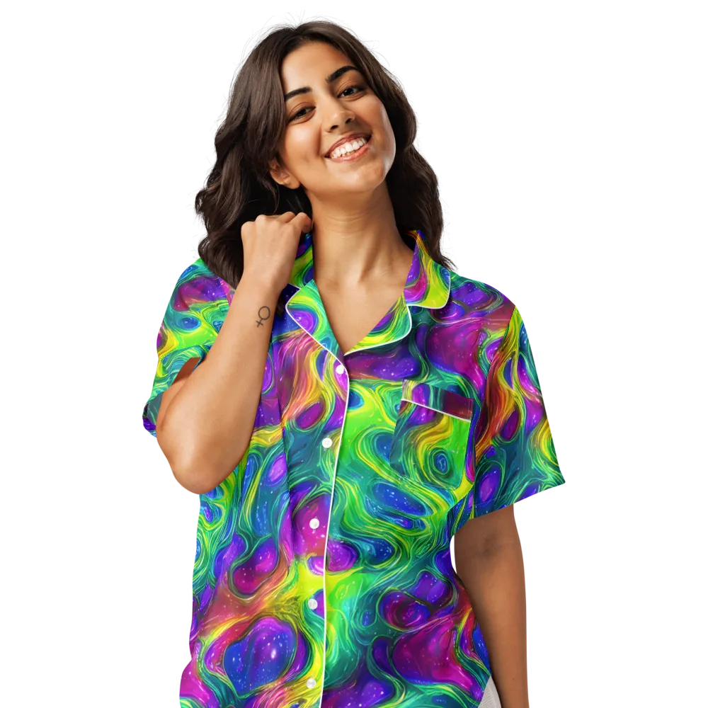 Radiant Ooze on Women's Short Sleeve Pajama Top — Front