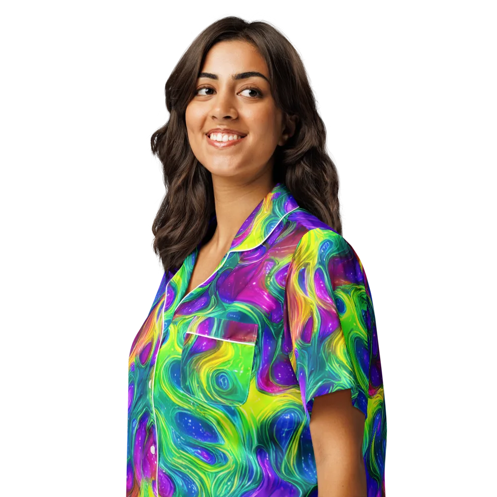 Radiant Ooze on Women's Short Sleeve Pajama Top — Left Front