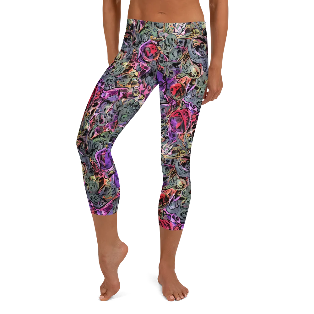 Violet Menagerie on Capri Leggings — Front