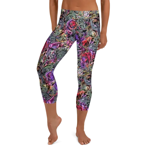 Violet Menagerie on a Capri Leggings