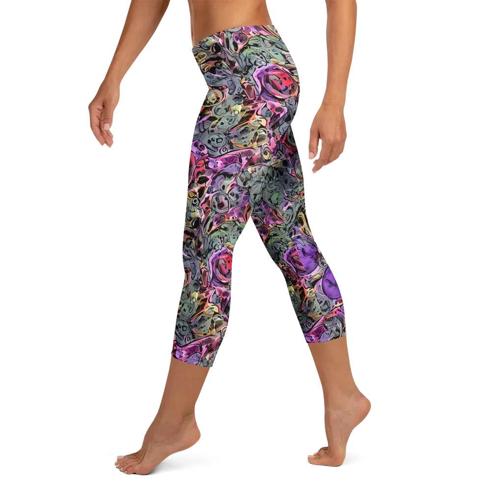 Violet Menagerie on Capri Leggings — Left