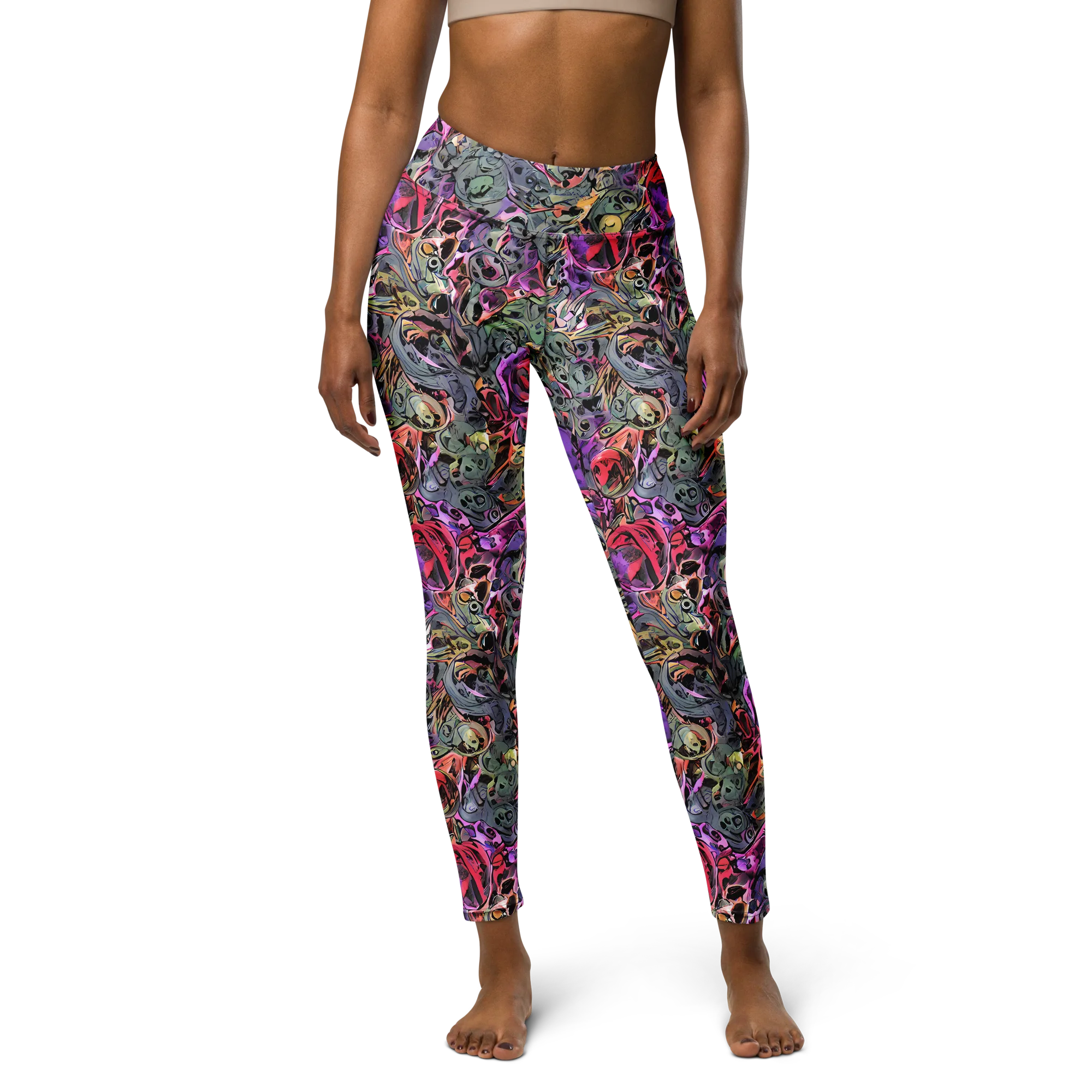 Violet Menagerie on Yoga Leggings — Front