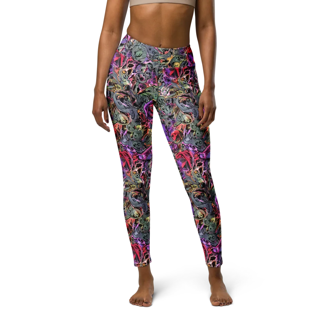 Violet Menagerie on Yoga Leggings — Front