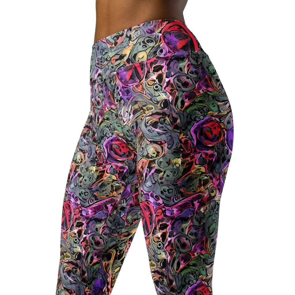 Violet Menagerie on Yoga Leggings — Left Front