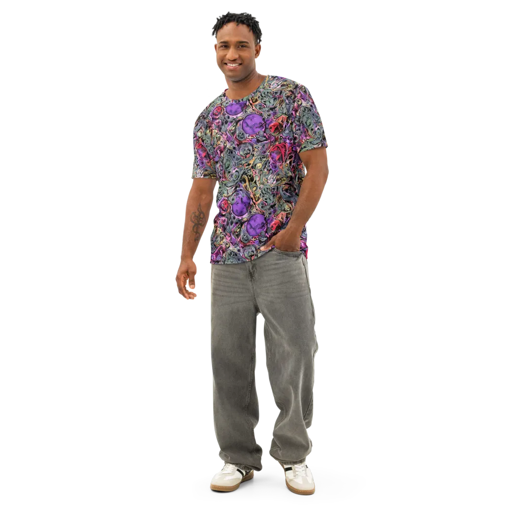 Violet Menagerie on Men's Cotton Crew Neck T-Shirt — Front