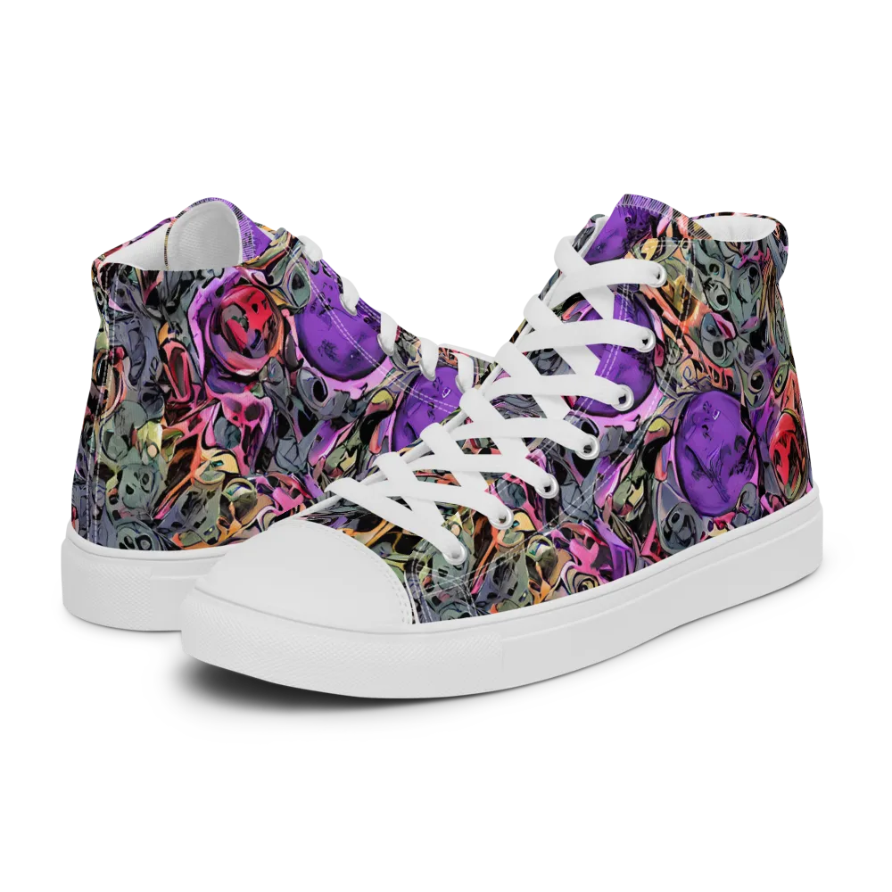 Violet Menagerie on Men's High Top Canvas Shoes — Left