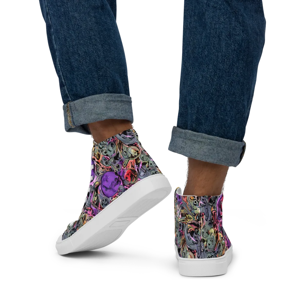 Violet Menagerie on Men's High Top Canvas Shoes — Back