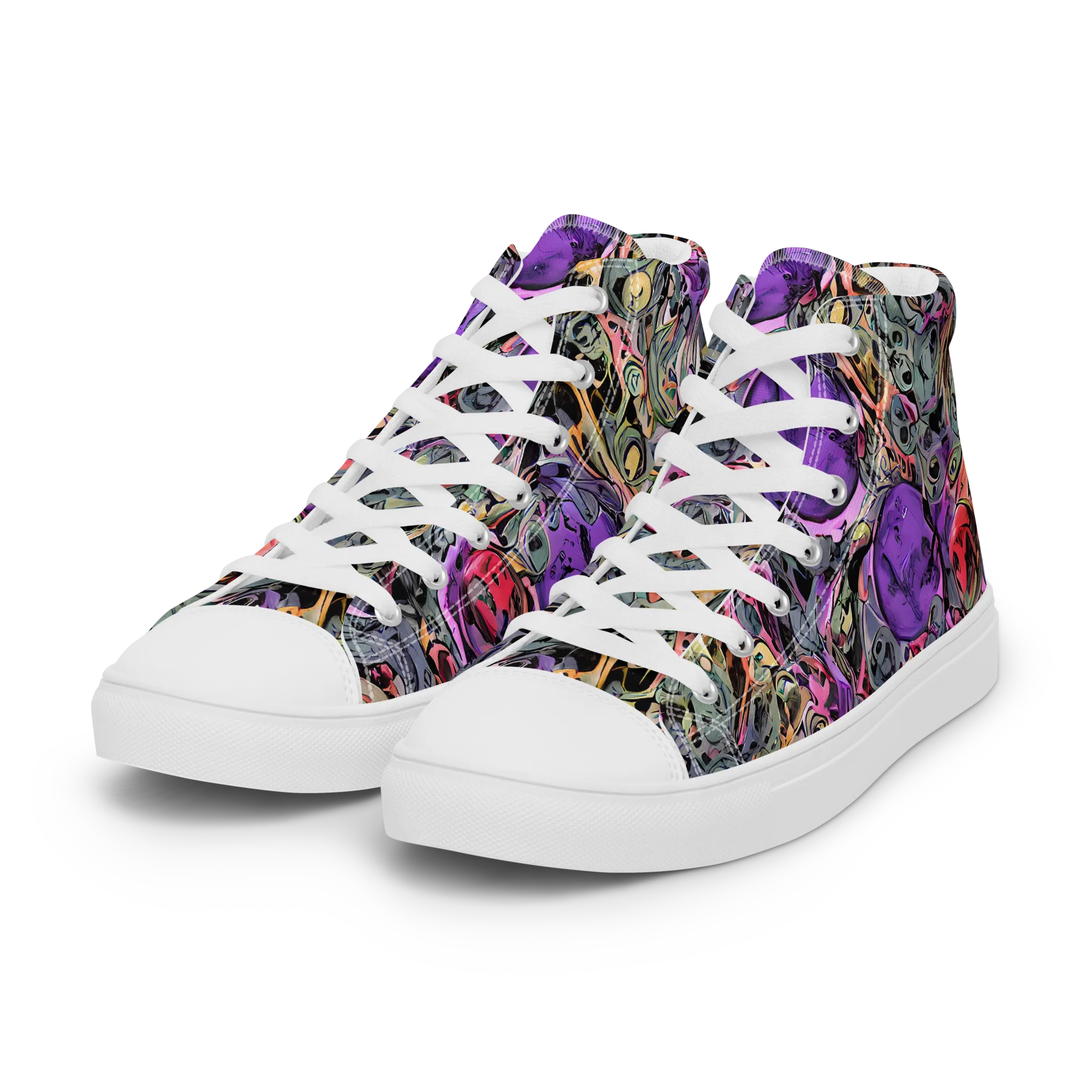 Violet Menagerie on Women's High Top Canvas Shoes — Left Front