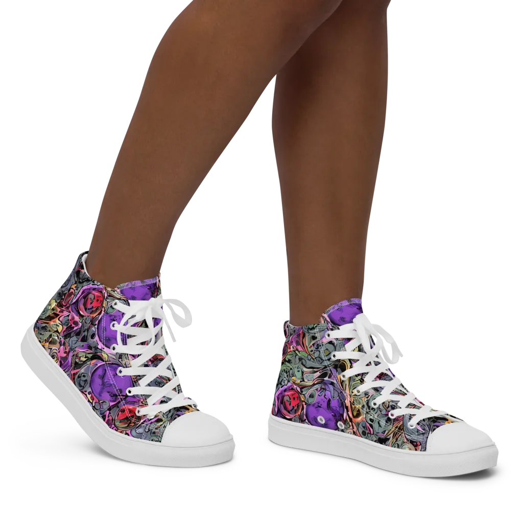 Violet Menagerie on Women's High Top Canvas Shoes — Right