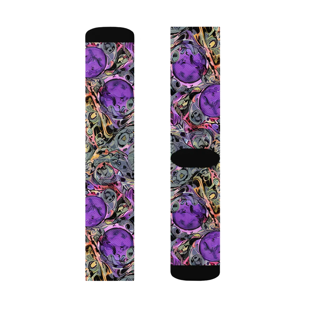 Violet Menagerie on Socks — Left Sock