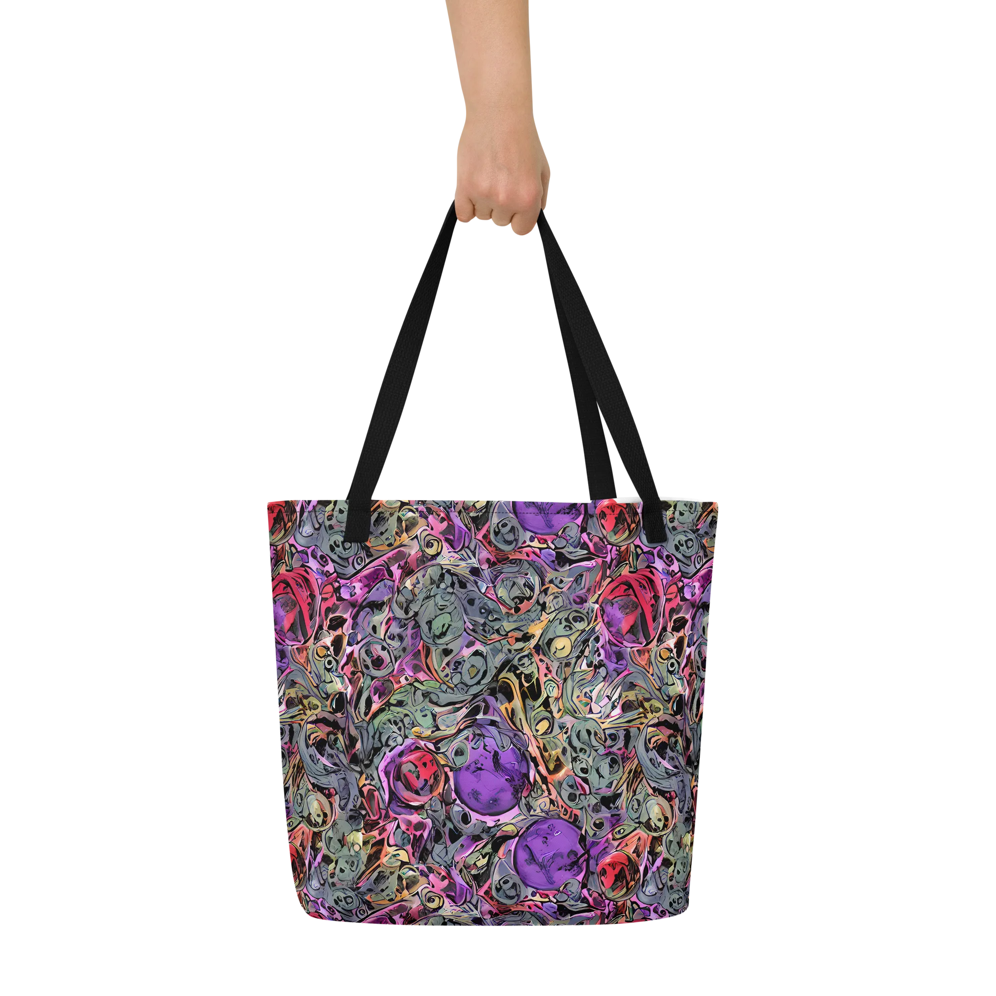 Violet Menagerie on Large Tote Bag W/ Pocket — Front