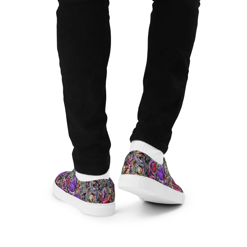 Violet Menagerie on Men's Lace-Up Canvas Shoes — Back