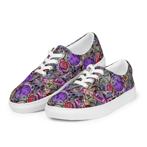 Violet Menagerie on a Men's Lace-Up Canvas Shoes