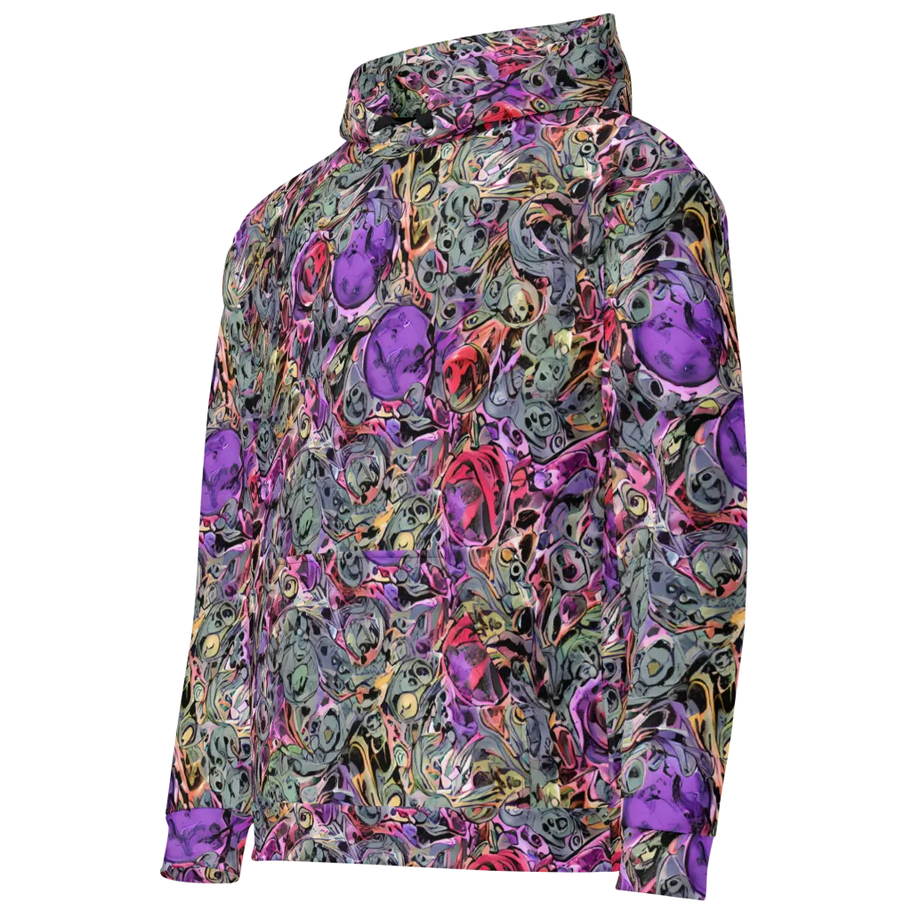 Violet Menagerie on Cotton Hoodie — Left Front