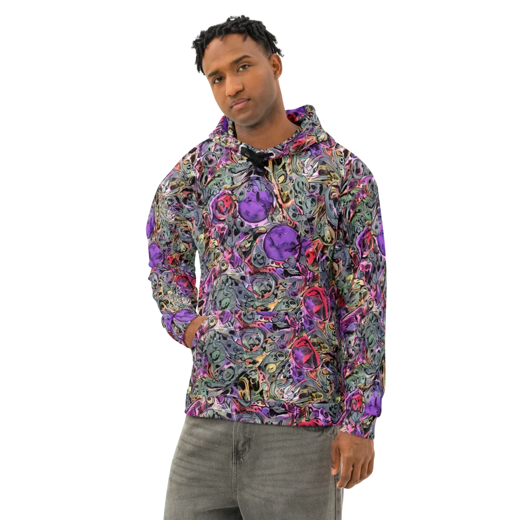 Violet Menagerie on Cotton Hoodie — Left Front