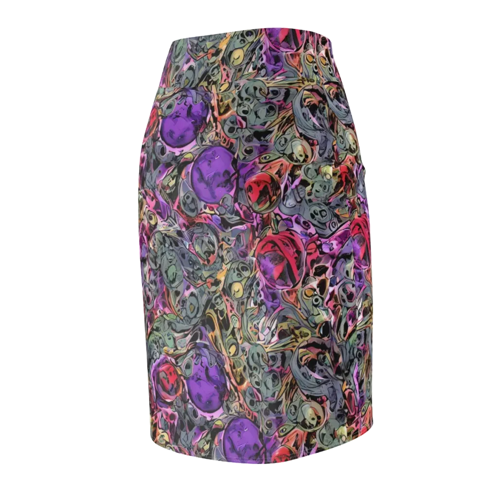 Violet Menagerie on Pencil Skirt — Back Side