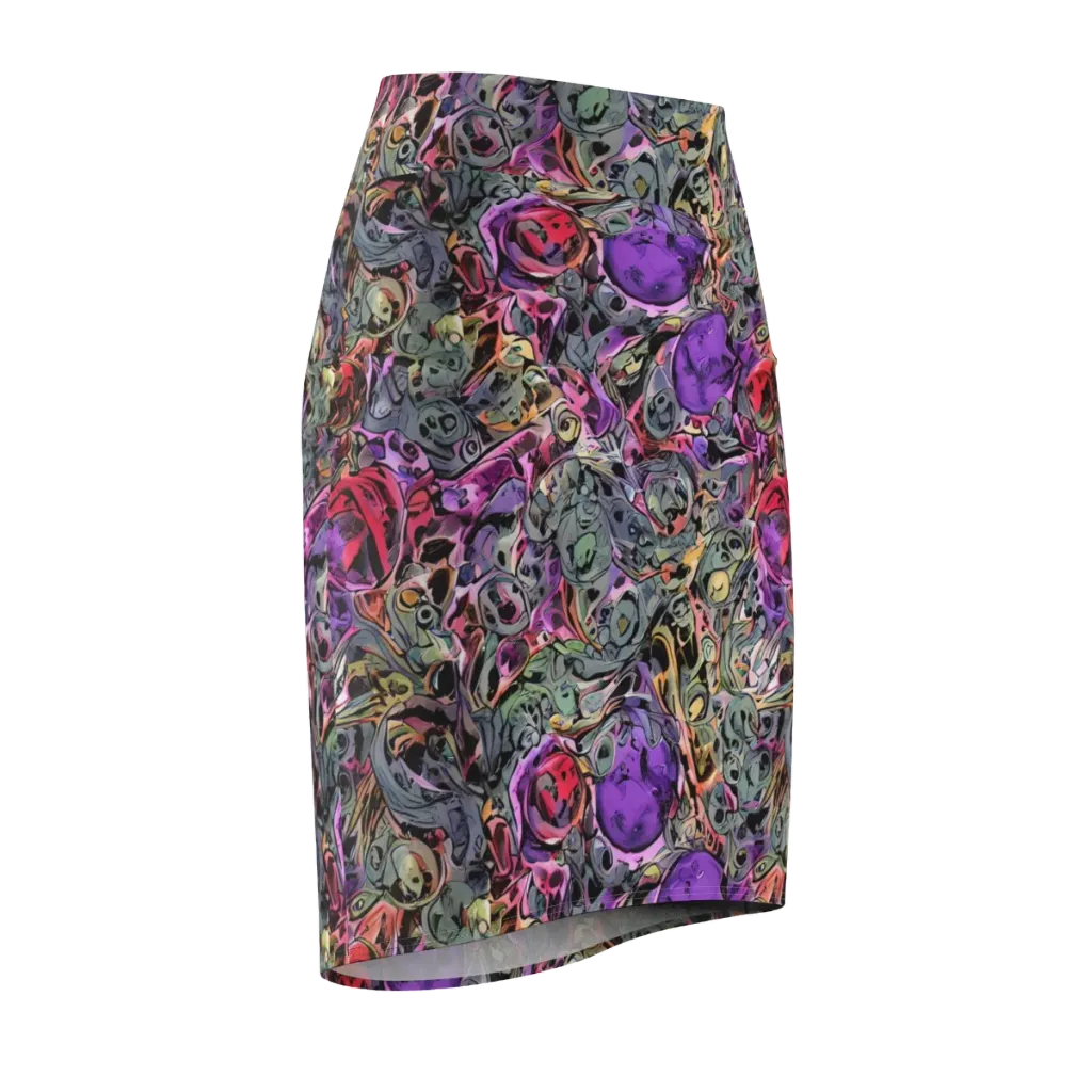 Violet Menagerie on Pencil Skirt — Front Side