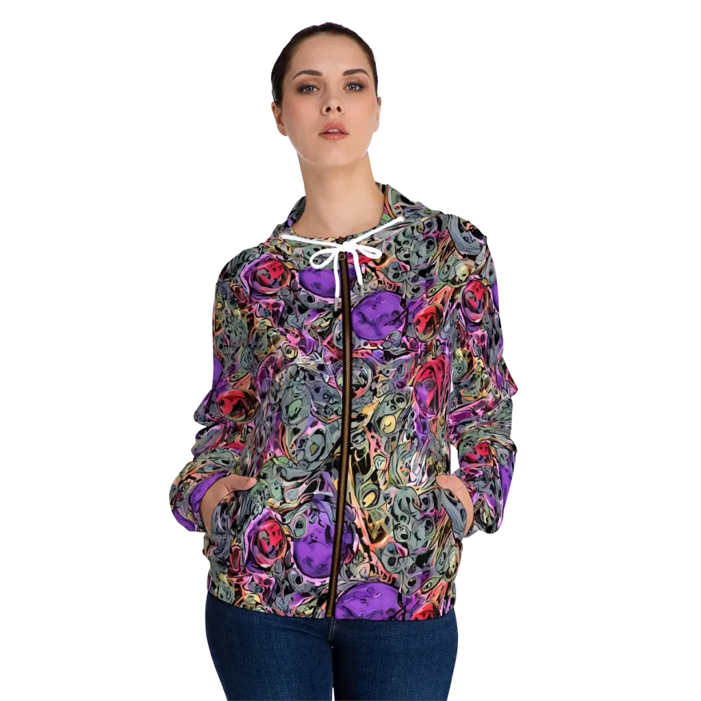 Violet Menagerie on Women's Full-Zip Hoodie — Front On Person