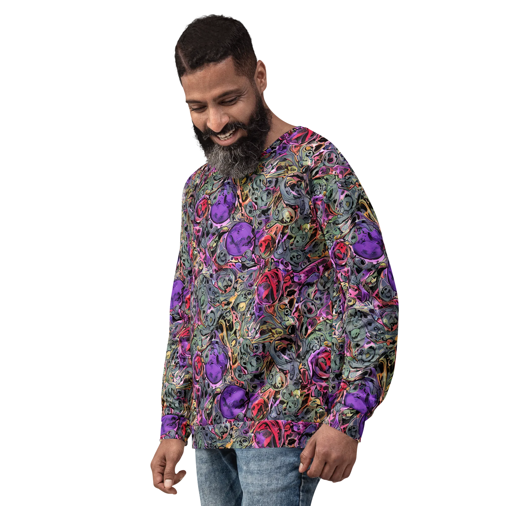 Violet Menagerie on Sweatshirt — Left Front
