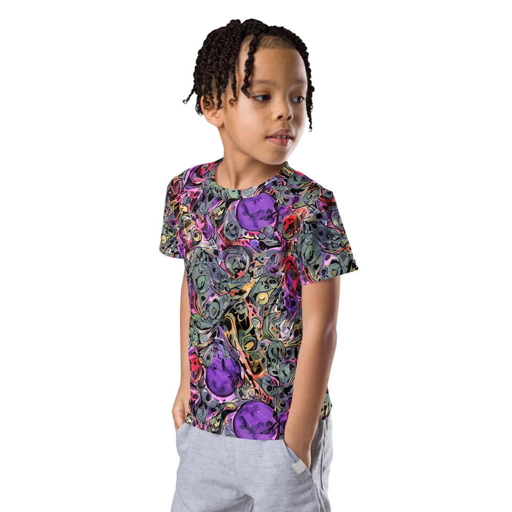 Violet Menagerie on Kids Crew Neck T-Shirt — Left Front