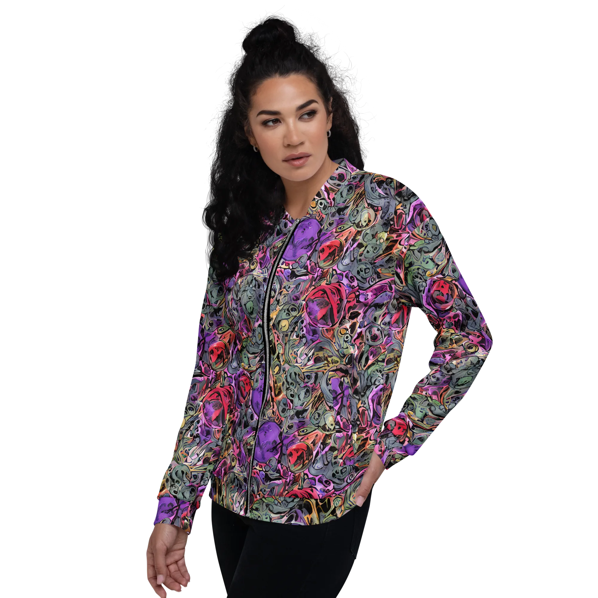 Violet Menagerie on Bomber Jacket — Left