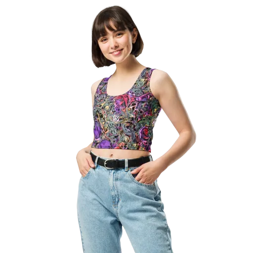 Violet Menagerie on a Crop Top