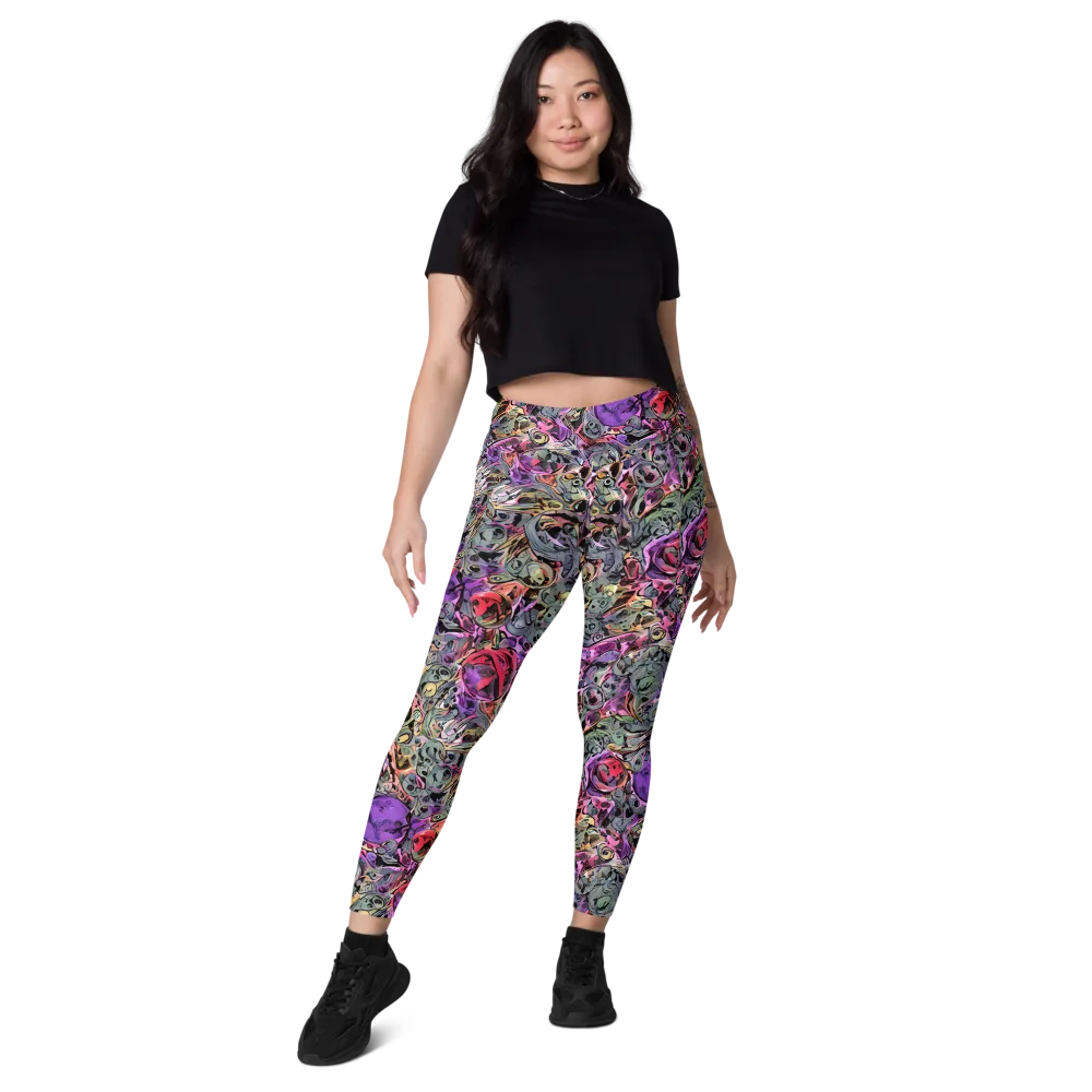 Violet Menagerie on Leggings with Pockets — Front