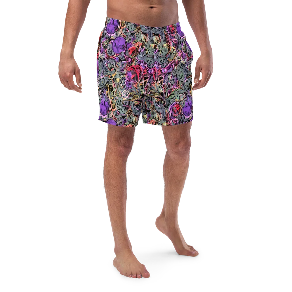 Violet Menagerie on Swim Trunks — Front