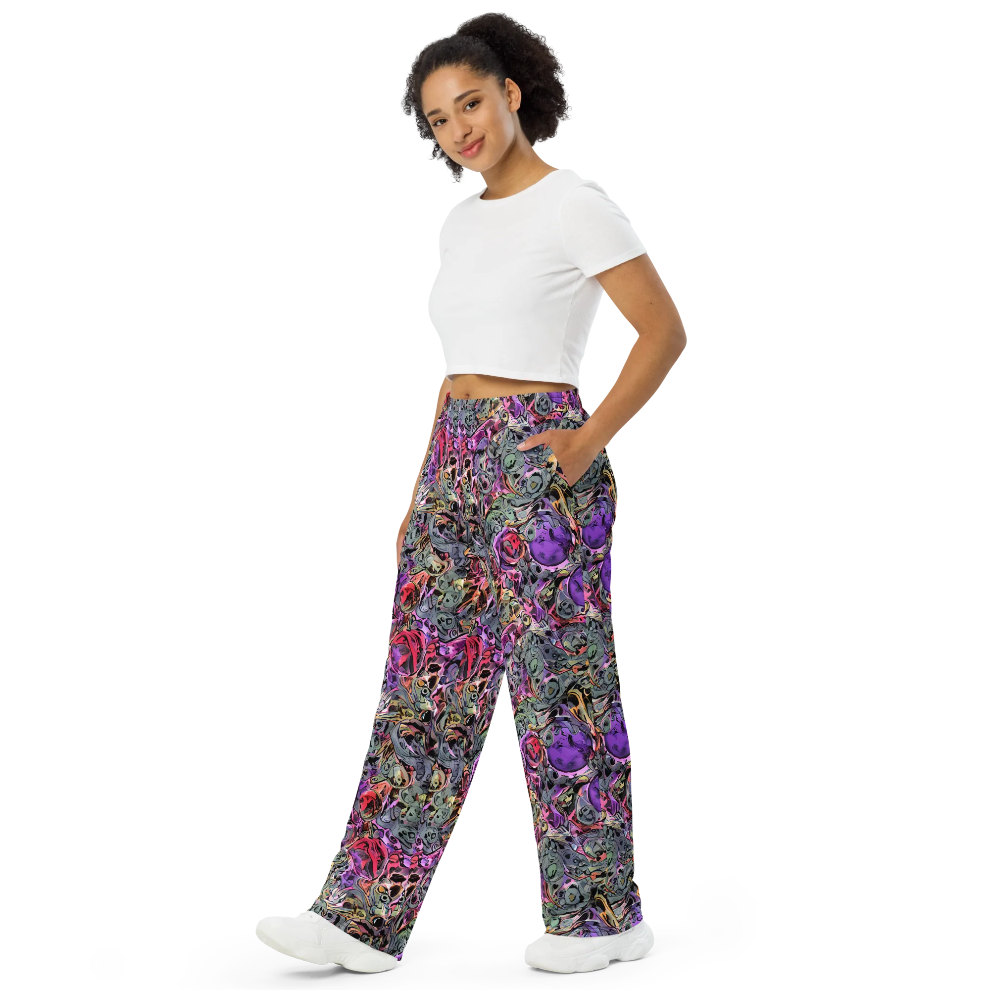 Violet Menagerie on Wide-Leg Pants — Left Front