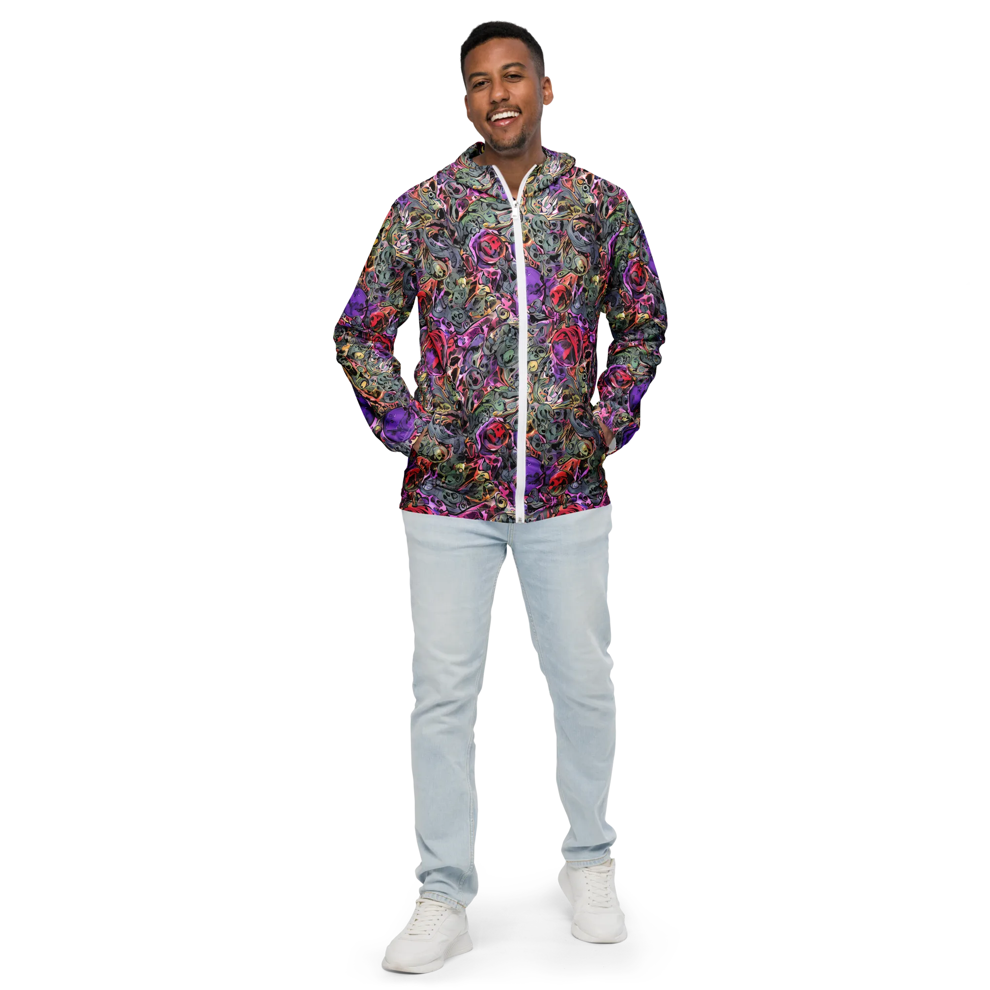 Violet Menagerie on Men's Windbreaker — Front