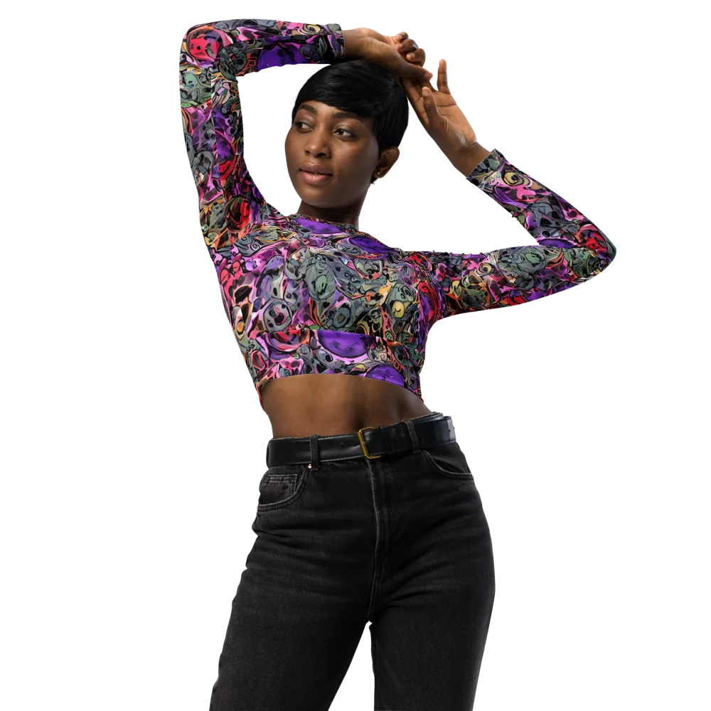 Violet Menagerie on Long Sleeve Crop Top — Front