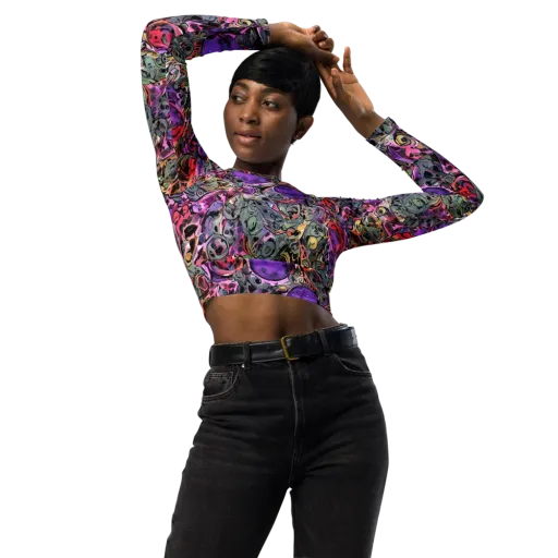 Violet Menagerie on a Long Sleeve Crop Top
