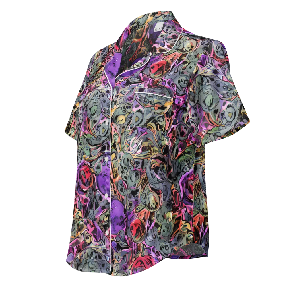 Violet Menagerie on Women's Short Sleeve Pajama Top — Left Front