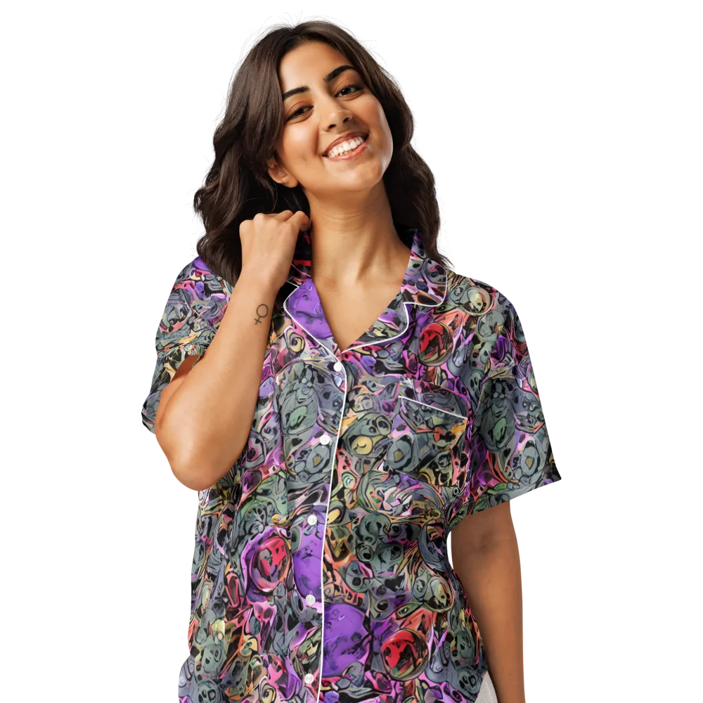 Violet Menagerie on Women's Short Sleeve Pajama Top — Front