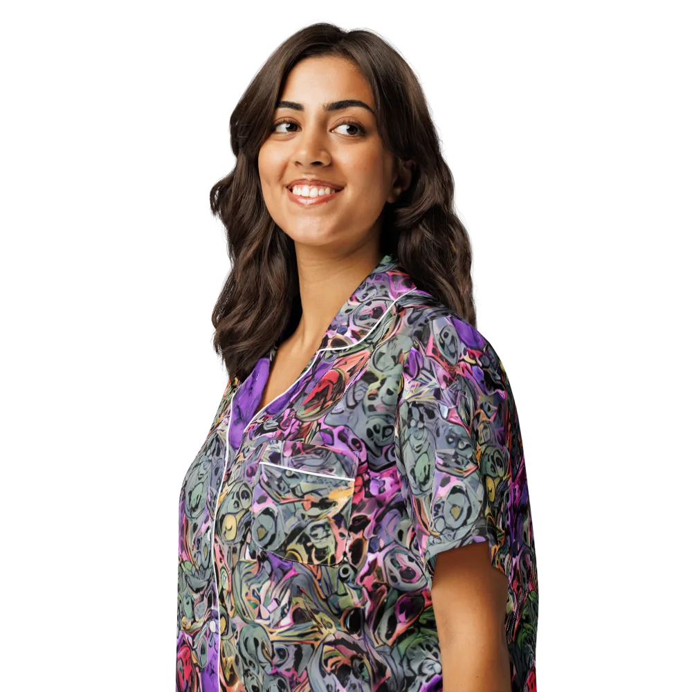 Violet Menagerie on Women's Short Sleeve Pajama Top — Left Front