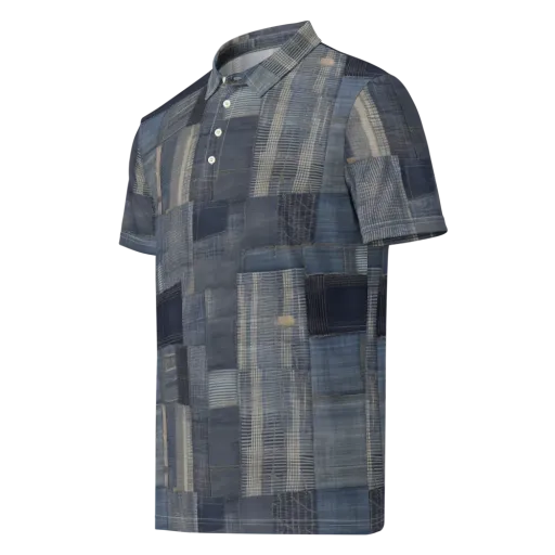 Blue Loom on a Men's Slim Fit Polo Shirt