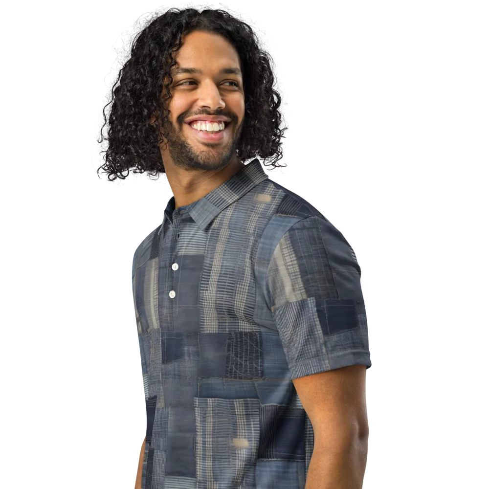 Blue Loom on Men's Slim Fit Polo Shirt — Left Front