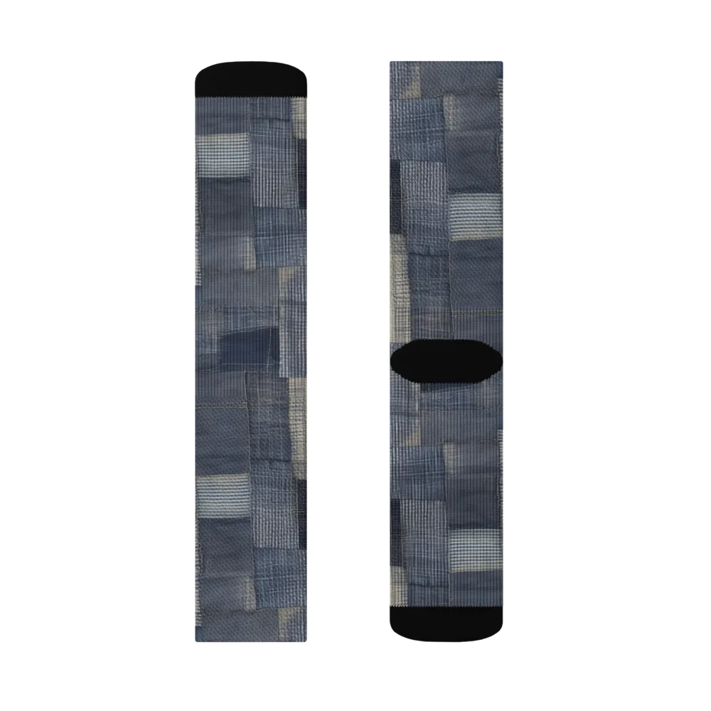 Blue Loom on Socks — Left Sock