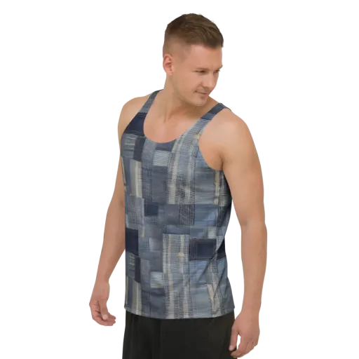 Blue Loom on a Men's Tank Top