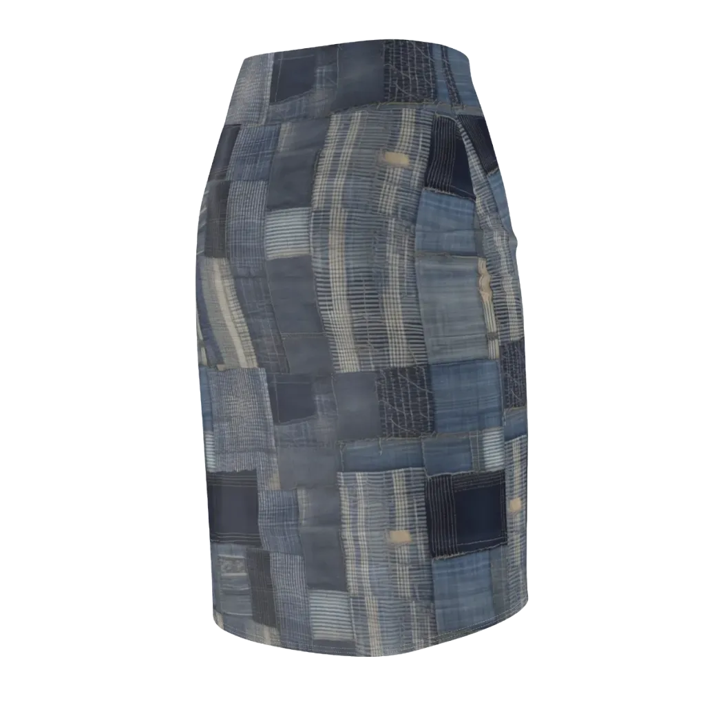 Blue Loom on Pencil Skirt — Back Side