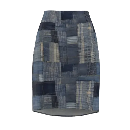 Blue Loom on a Pencil Skirt