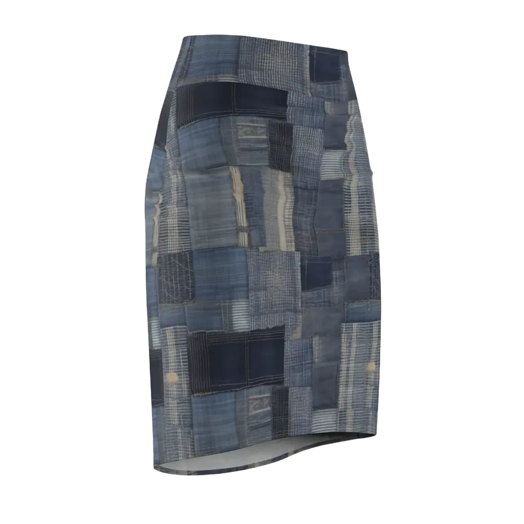 Blue Loom on Pencil Skirt — Front Side