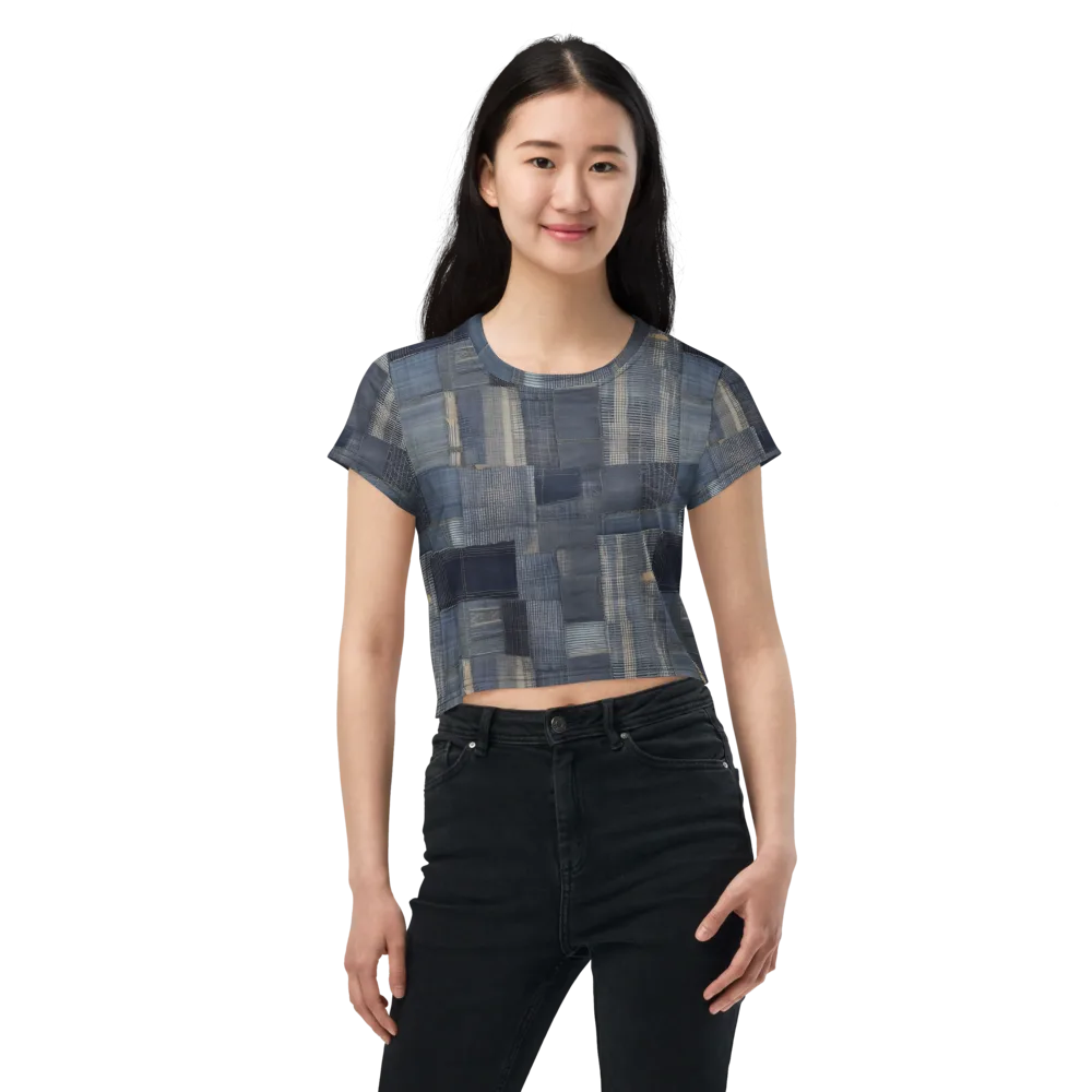 Blue Loom on Crop Tee — Front