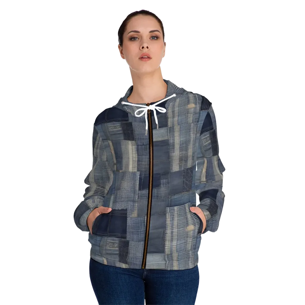 Blue Loom on Women's Full-Zip Hoodie — Front On Person