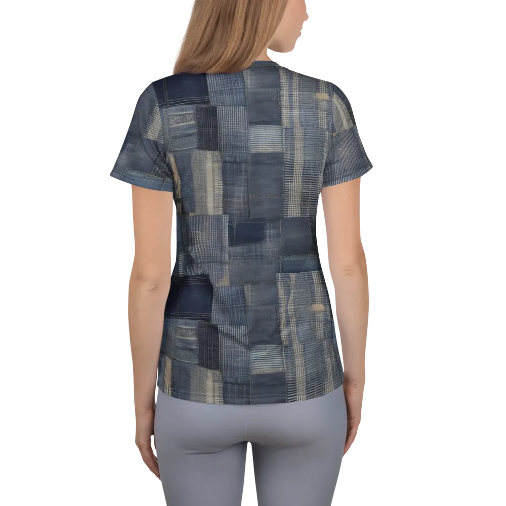 Blue Loom on Women's Athletic T-Shirt — Back