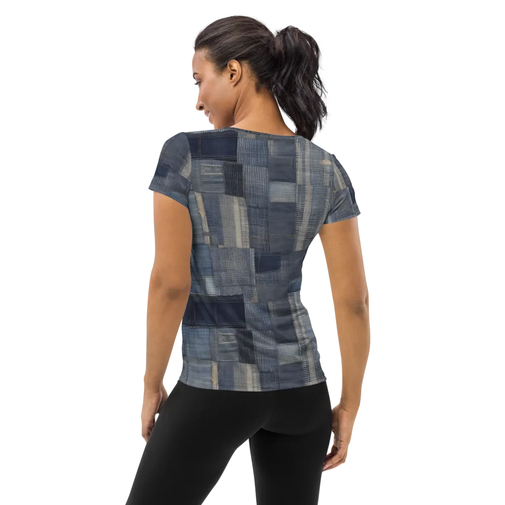 Blue Loom on Women's Athletic T-Shirt — Back
