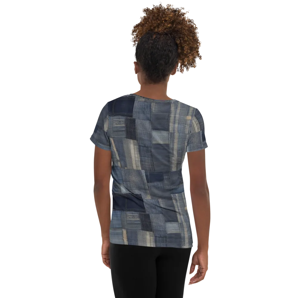 Blue Loom on Women's Athletic T-Shirt — Back