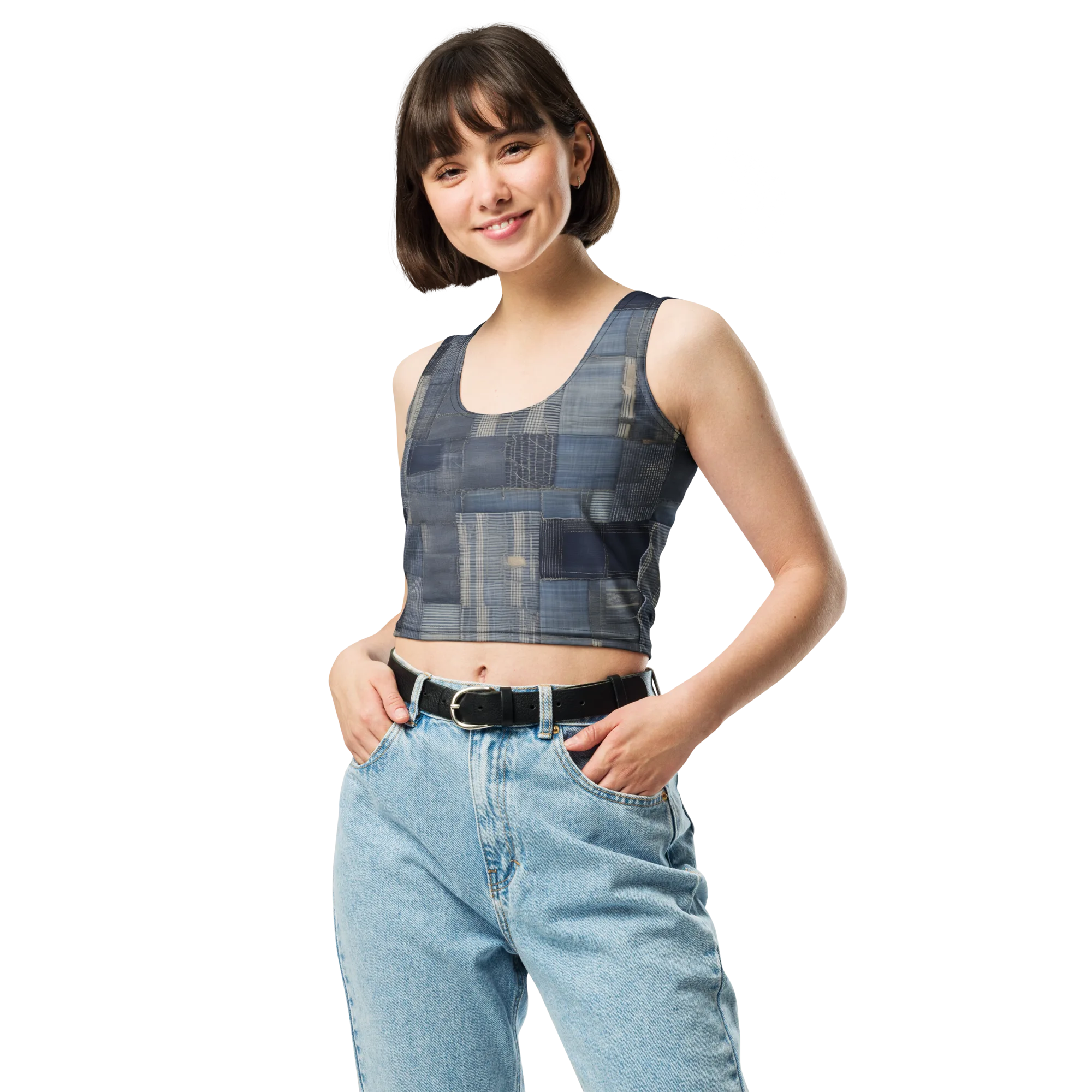 Blue Loom on Crop Top — Front